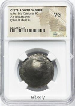 NGC Celts Lower Danube Types Of Philip III Greek AR Tetradrachm BIG Silver Coin