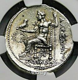 NGC Ch AU 4/5-3/5 Fine Style. Alexander the Great Tetradrachm Greek Silver Coin