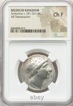 NGC Ch F Seleucid Kingdom Antiochus I 281-261BC AR Tetradrachm Large Silver Coin
