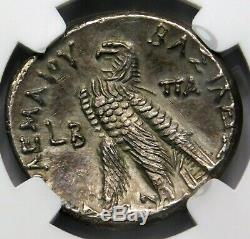 NGC Ch XF. Cleopatra III Ptolemy IX. Tetradrachm. Greek Silver Coin of Egypt