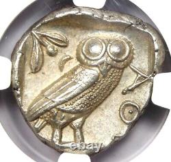 Near East / Egypt Athena Owl Athens AR Tetradrachm Coin 400 BC. NGC Choice AU