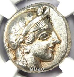 Near East / Egypt Athena Owl Athens AR Tetradrachm Silver Coin 400 BC. NGC AU