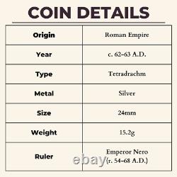 Nero Tetradrachm Ancient Roman Empire Silver AR Large Coin Antioch Eagle 62AD