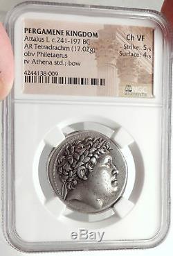 PERGAMON King ATTALUS I Ancient 241BC Tetradrachm Silver Greek Coin NGC i66893