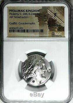 PTOLEMY II Philadelphos Egypt Ancient 261 BC. Silver Greek Tetradrachm NGC Coin