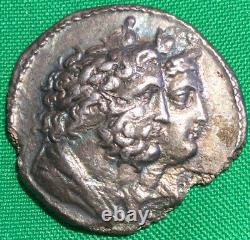PTOLEMY IV = SERAPIS and ISIS, SILVER TETRADRACHM 11gm Silver 221-204 BC