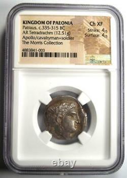 Paeonia Patraus AR Tetradrachm Silver Apollo Coin 335-315 BC. NGC Choice XF (EF)