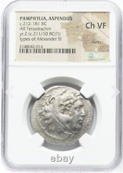 Pamphylia Aspendus Alexander III the Great Tetradrachm 212-181 BC Coin NGC Ch VF
