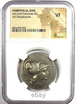 Pamphylia Side AR Tetradrachm Silver Greek Athena Coin 100 BC Certified NGC VF