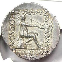 Parthian Mithradates II AR Tetradrachm Coin 121-91 BC NGC Choice AU Fine Style