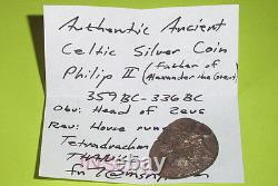 Philip II 359 BC tetradrachm ancient CELTIC SILVER COIN Greek Zeus horse antique