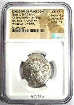 Philip II AR Tetradrachm Macedon Coin 359-336 BC NGC Choice XF with Fine Style