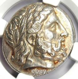 Philip II AR Tetradrachm Zeus Silver Macedon Greek Coin 359-336 BC NGC AU