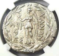 Phoenicia Aradus AR Tetradrachm Coin (Tyche, Nike, 62 BC). Certified NGC XF (EF)