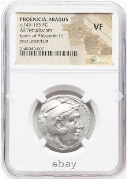 Phoenicia Aradus, Alexander III the Great AR Tetradrachm 245-165 BC Coin, NGC VF
