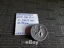 RARE! AR Tetradrachm 297-281 BC Kings of Thrace, Lysimachos Silver Coin 16.64 g