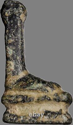 RARE Egyptian Weight Feet of Horus on Base LARGE Olive Patina Antiquity COA