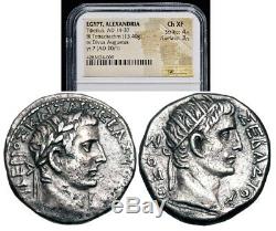 ROMAN EMPIRE, EGYPT, Tiberius (AD 14-37) Divus Augustus. Tetradrachm NGC CH XF