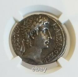 Roman Empire Augustus AR Tetradrachm NGC AU Fine Style Ancient Silver coin