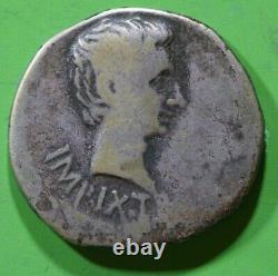 Roman Provincial Silver Cistophoric Tetradrachm Coin of Augustus Caesar TEMPLE