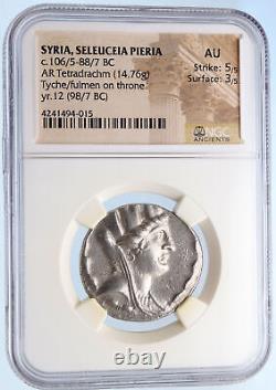SELEUKEIA PIERIA 98BC Authentic Ancient Silver Greek TETRADRACHM Coin NGC i64490