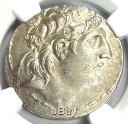 Seleucid Antiochus VII AR Tetradrachm Coin 138-129 BC (Athena, Nike) NGC AU