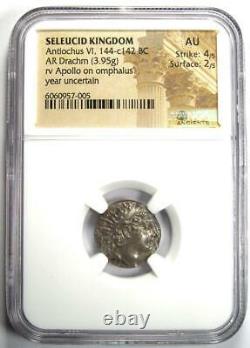 Seleucid Antiochus VI Infant King AR Drachm Coin 144-142 BC Certified NGC AU