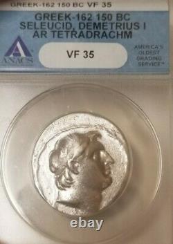 Seleucid Kingdom Demetrius I Tetradrachm ANACS VF35 Ancient Silver Coin