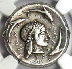 Sicily Syracuse AR Tetradrachm 480 BC (Nike, Arethusa, Dolphins) NGC Choice VF
