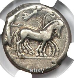 Sicily Syracuse AR Tetradrachm Silver Coin 480 BC NGC Fine 5/5 Strike