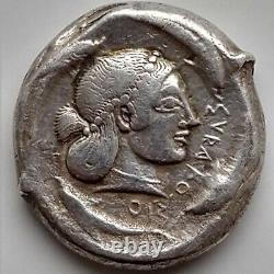 Sicily, Syracuse, Silver Tetradrachm Hieron I, Arethusa, Quadriga 478-475 BC