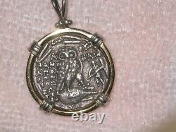 Silver Tetradrachm Featuring Athena and Owl with 14kt see note/photos