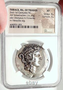 THASOS Thrace 148BC Dionysus Hercules Silver Greek Tetradrachm Coin NGC i68167