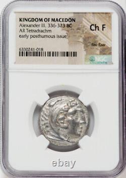 TetraDrachm NGC Ch F Alexander the Great III 336-323 Kingdom Macedon Silver Coin