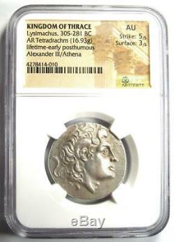 Thrace Alexander the Great Lysimachus AR Tetradrachm Coin 305 BC NGC AU