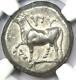 Thrace Byzantium Ar Tetradrachm Silver Cow & Dolphin Coin 387 Bc. Ngc Choice Xf