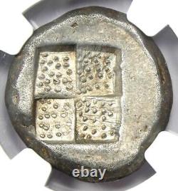 Thrace Byzantium AR Tetradrachm Silver Cow & Dolphin Coin 387 BC. NGC Choice XF