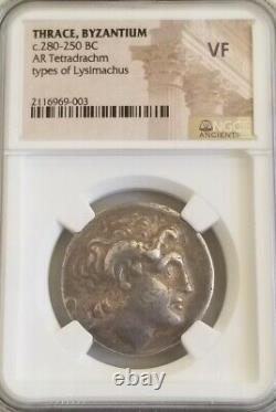 Thrace, Byzantium Tetradrachm Alexander III Lysimachus NGC VF Ancient Coin