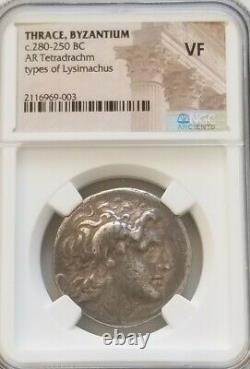 Thrace, Byzantium Tetradrachm Alexander III Lysimachus NGC VF Ancient Coin
