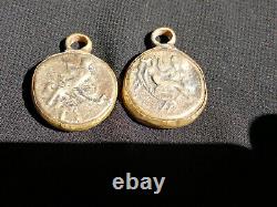 Two Of Ancient Greek Silver Coins Amulet King Queen Tetradrachme Denarius Coins