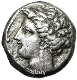 Zeugitania, Carthage AR Tetradrachm Tanit & Horse Head Sicilian Mint VF Toned