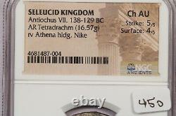 138-129 Av. J.-c. Royaume Séleucide Antiochus VII Ar Tetradrachm Rv Athena Ngc Ch Au B-5