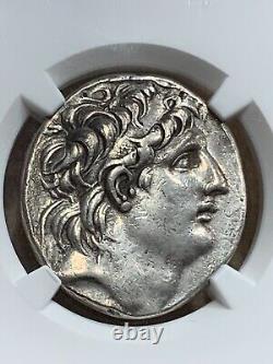 138-129 av. J.-C. Séleucide Royaume Antiochus VII tétradrachme d'argent Rv Athéna Ngc Ch Vf