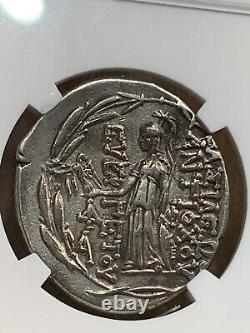 138-129 av. J.-C. Séleucide Royaume Antiochus VII tétradrachme d'argent Rv Athéna Ngc Ch Vf