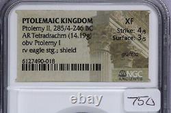 285/4-246 Bc Ptolémée Royaume Ptolémée II Ar Tetradrachme (14.19g) Ngc Xf B-1