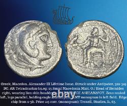 320-319 avant JC Grec Alexandre III Le Grand Problème de la vie AR Tétradrachme Antipater