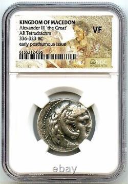 336 Avant Jésus Christ Grèce Antique, Alexandre Le Grand Tétradrachme D'argent, Très Nice Ngc Vf