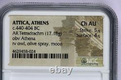 440-404 Bc Ar Tetradrachm Athena Owl Moon Ngc Au B-1