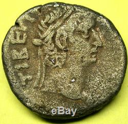 54-68 An Ancient Nero & Tiberius Scarce Silver Tétradrachme D'alexandrie Égypte
