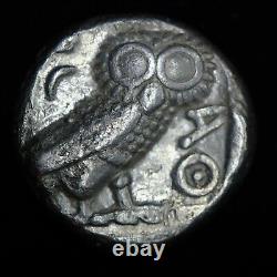 ARABIE, Qataban vers 350-320 av. J.-C., AR Athena /Owl Silver Tetradrachm, RARE #100